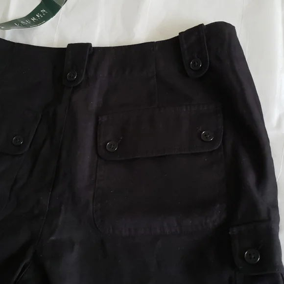 Lauren Ralph Lauren NEW 6-pocket Women's Shorts Linen Cotton NWT BLACK - Picture 4 of 14